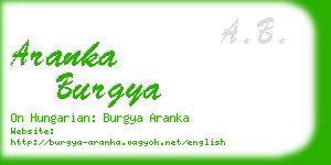 aranka burgya business card